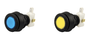 BLUE SMALL ROUND AND YELLOW ILLUMINATED PUSHBUTTONS